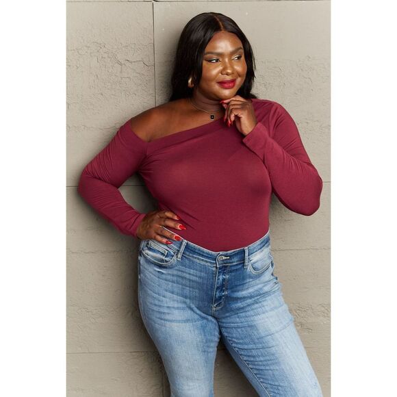 Culture Code Fall For You Full Size Asymetrical Neck Long Sleeve Top - Picture 3 of 9